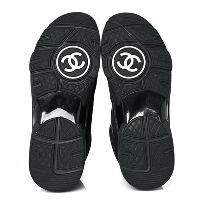 Chanel Fabric Calfskin Suede CC Sneakers 39 Black 5 of 9