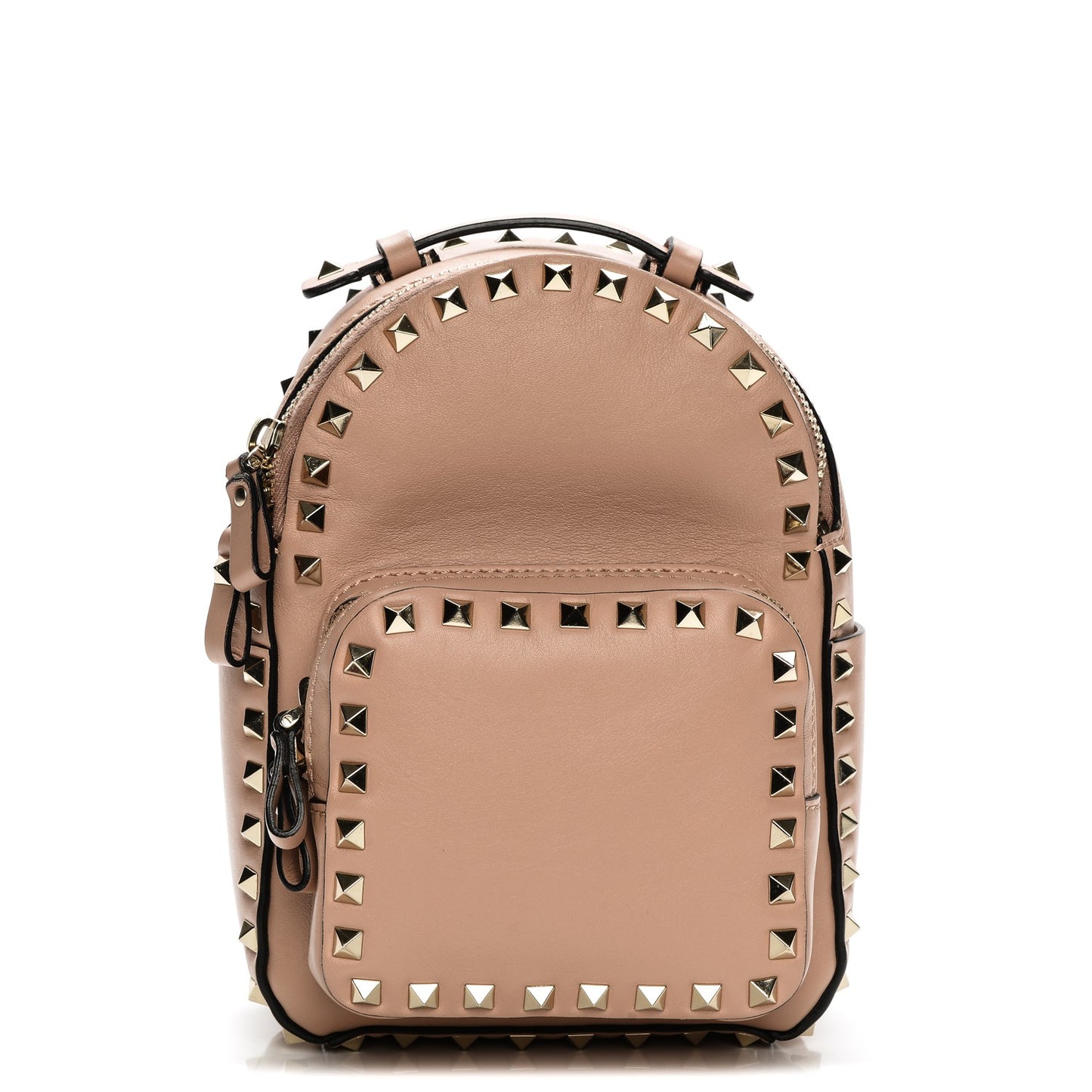 Calfskin Mini Rockstud Backpack Soft Noisette