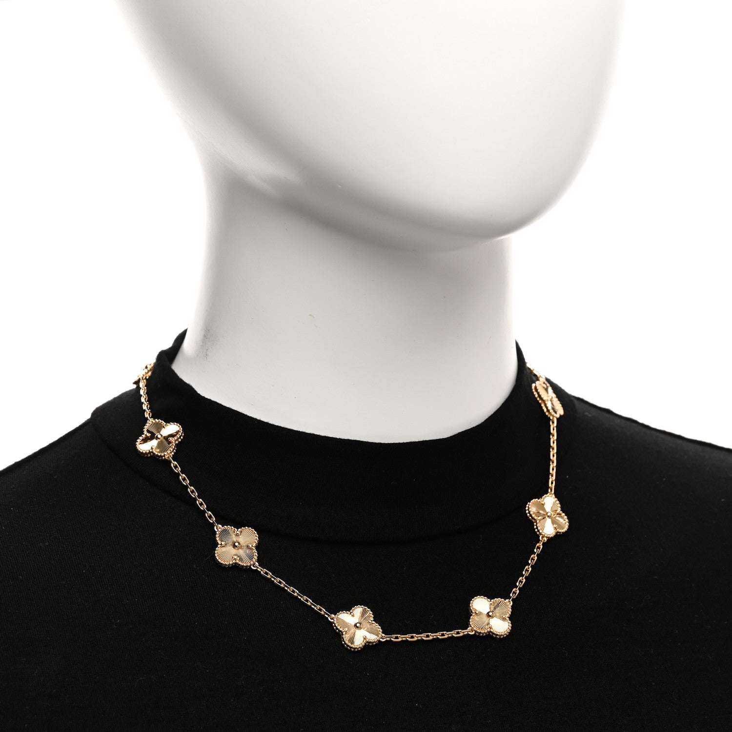 Van Cleef & Arpels 18K Yellow Gold 10 Motifs Guilloche Vintage Alhambra Necklace 2 of 6