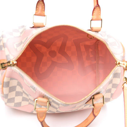 Louis Vuitton Damier Azur Tahitienne Speedy Bandouliere 30 Rose Ballerine 4 of 9