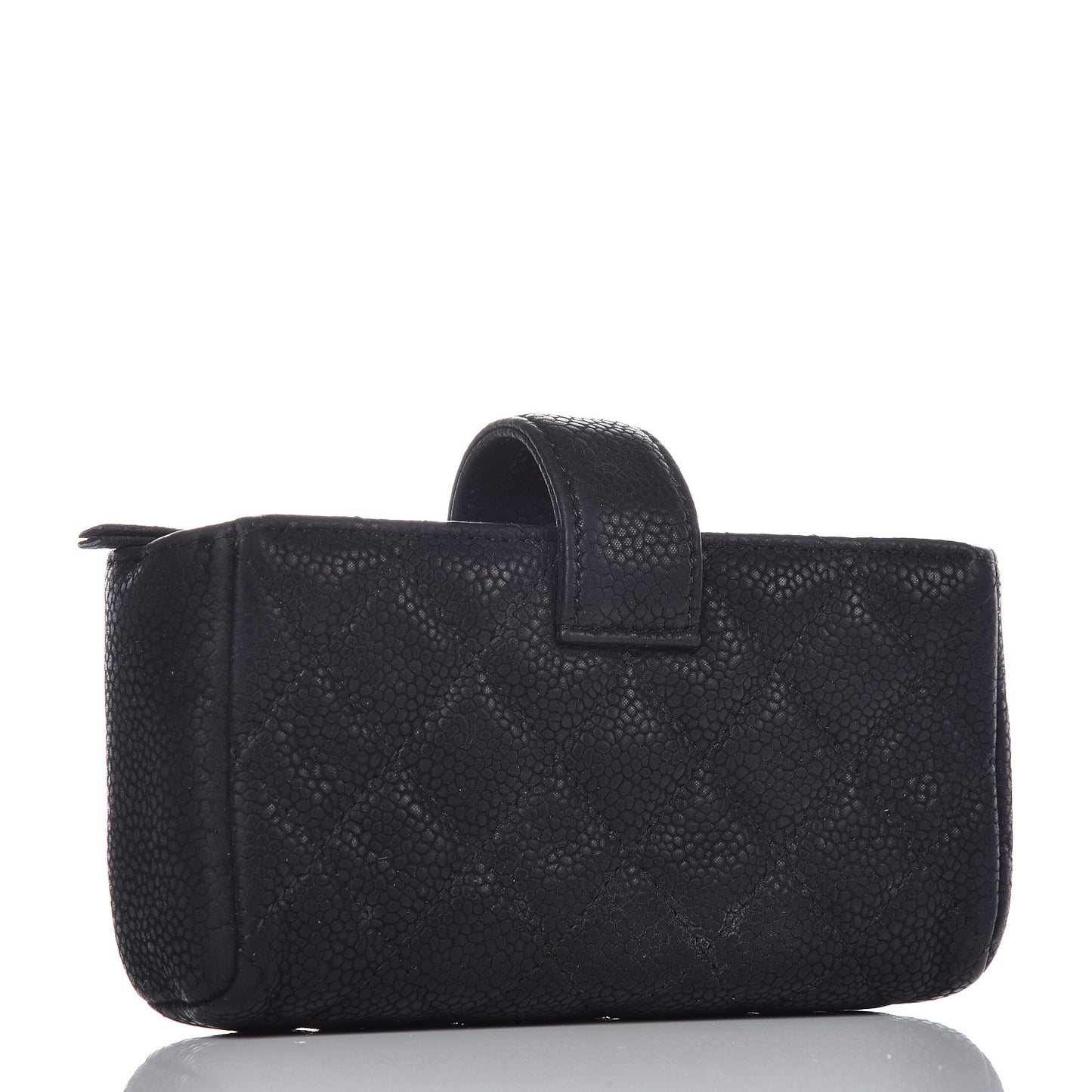 Caviar Quilted Mini Phone Holder Clutch Black