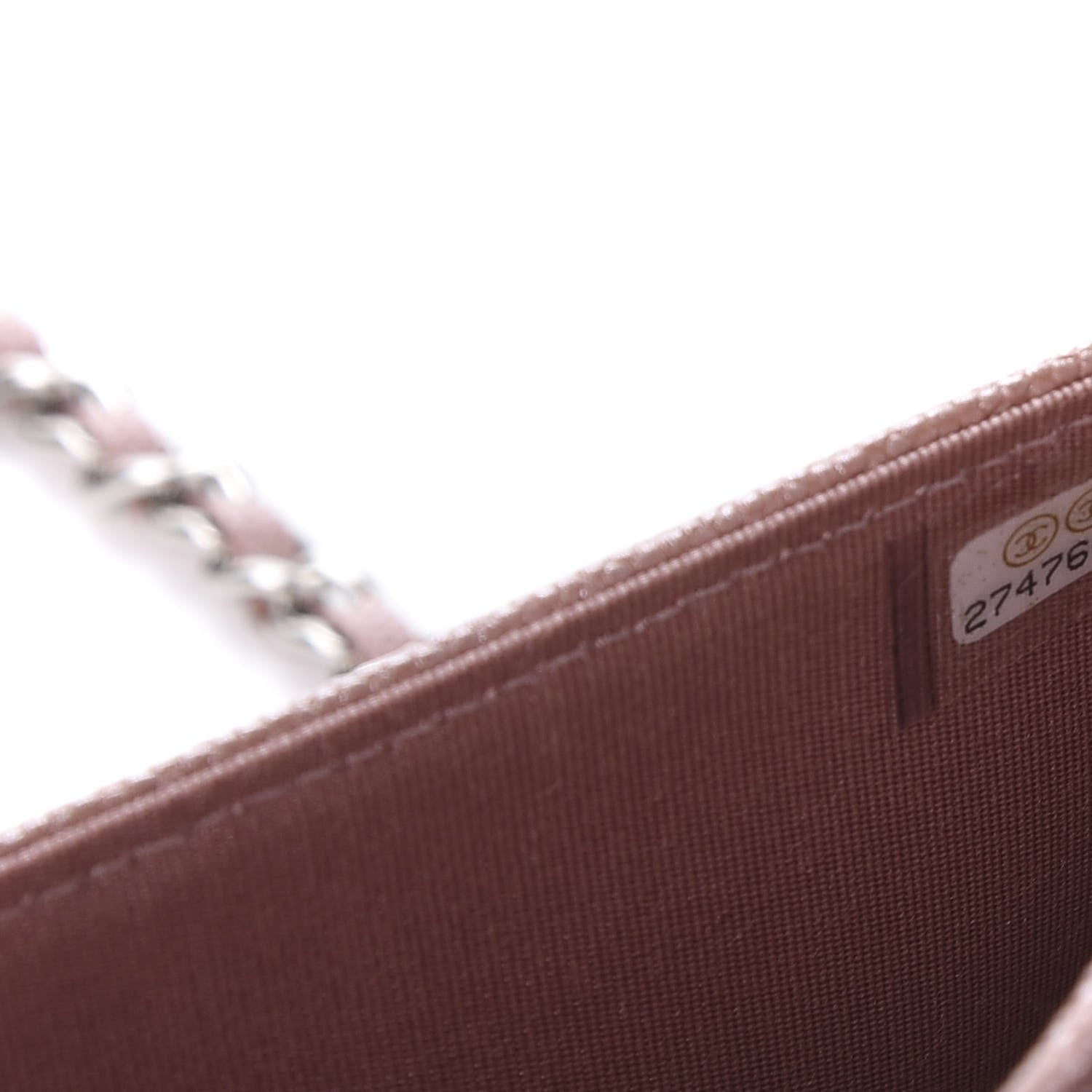 Chanel Metallic Caviar Chevron Quilted Vintage Mademoiselle Wallet On Chain WOC Pink 6 of 10