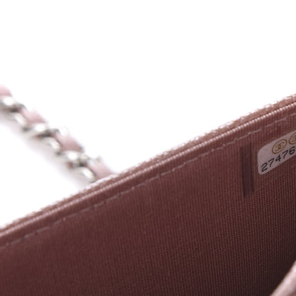 Chanel Metallic Caviar Chevron Quilted Vintage Mademoiselle Wallet On Chain WOC Pink 6 of 10