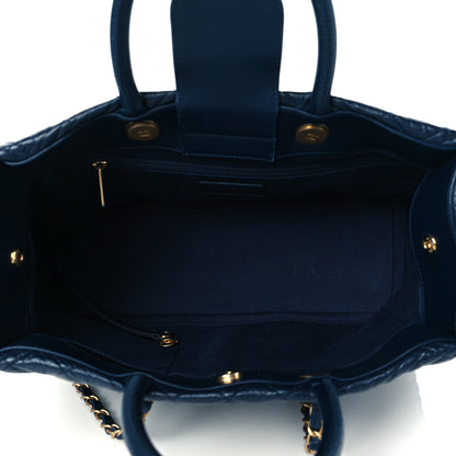 Chanel Aged Calfskin Quilted Large Coco Handle Shopping Tote Navy 6 of 11