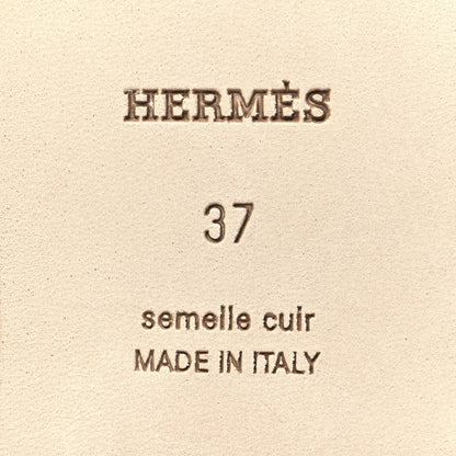 Hermes Box Calfskin Oran Sandals 37 White 7 of 9