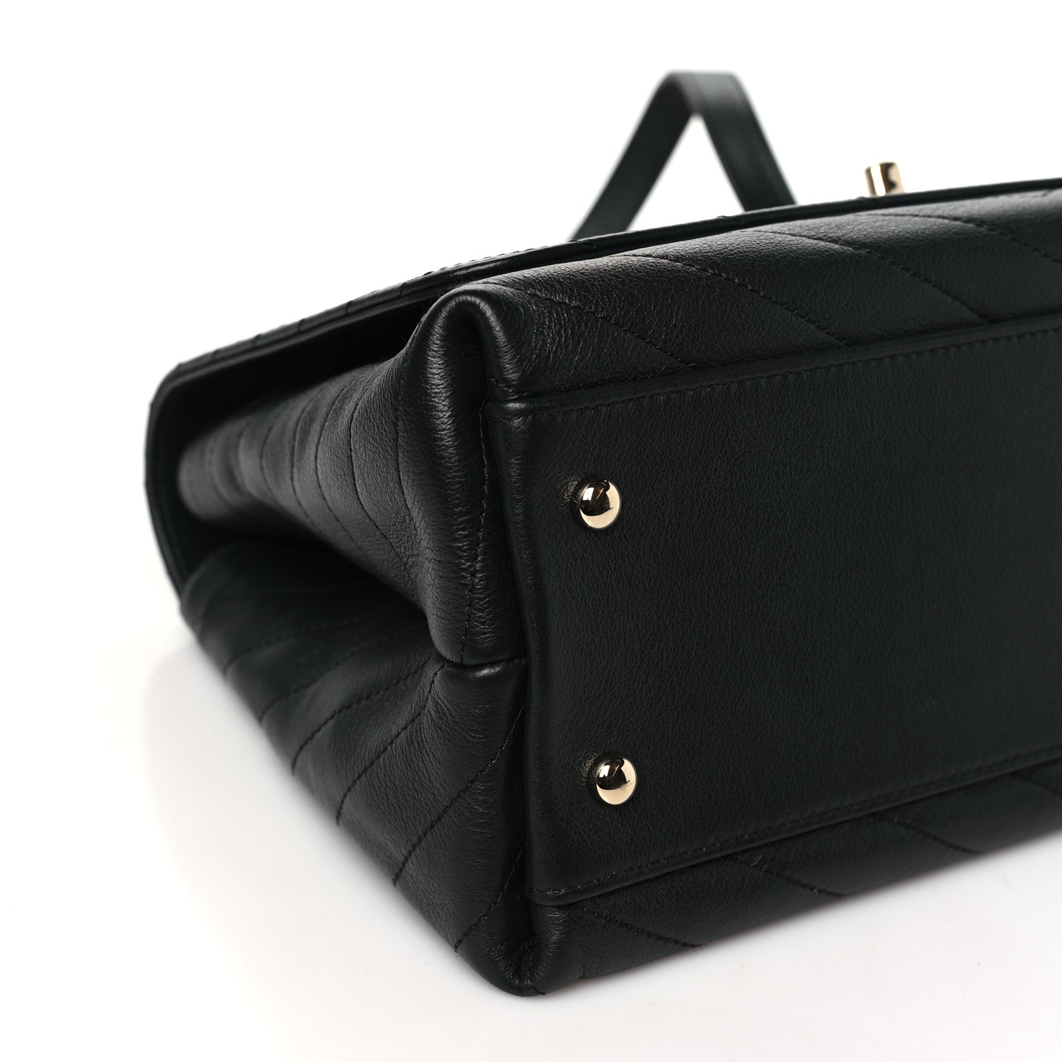 Chanel Grained Calfskin Small Chevron Chic Top Handle Flap Black 9 of 11