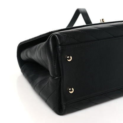 Chanel Grained Calfskin Small Chevron Chic Top Handle Flap Black 9 of 11