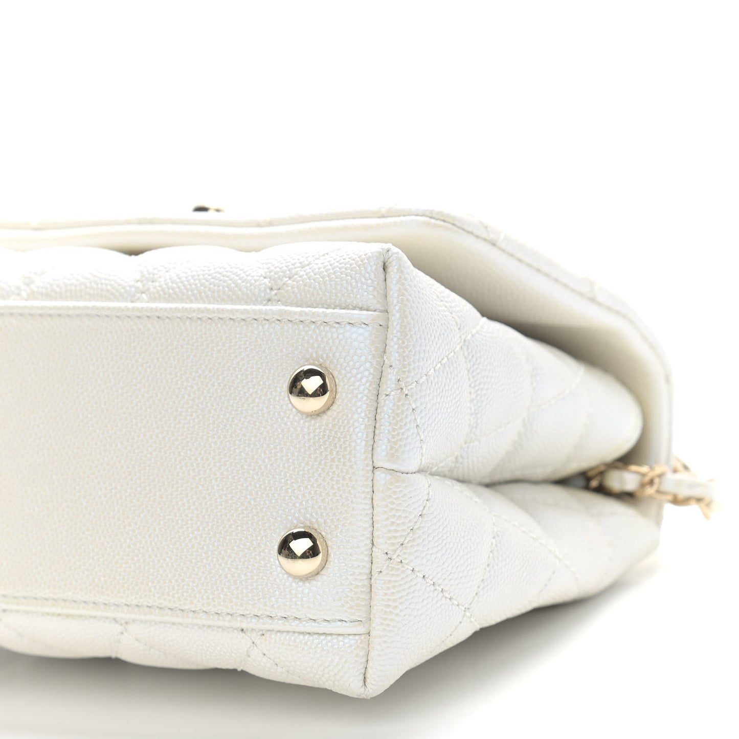 Iridescent Caviar Quilted Extra Mini Coco Handle Flap Ivory