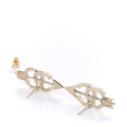 Chanel Metal Crystal CC Arrow Earrings Gold 2 of 4