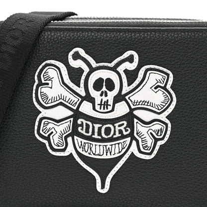 Christian Dior X SHAWN STUSSY Grained Calfskin Double Zip Crossbody Pouch Black 9 of 10