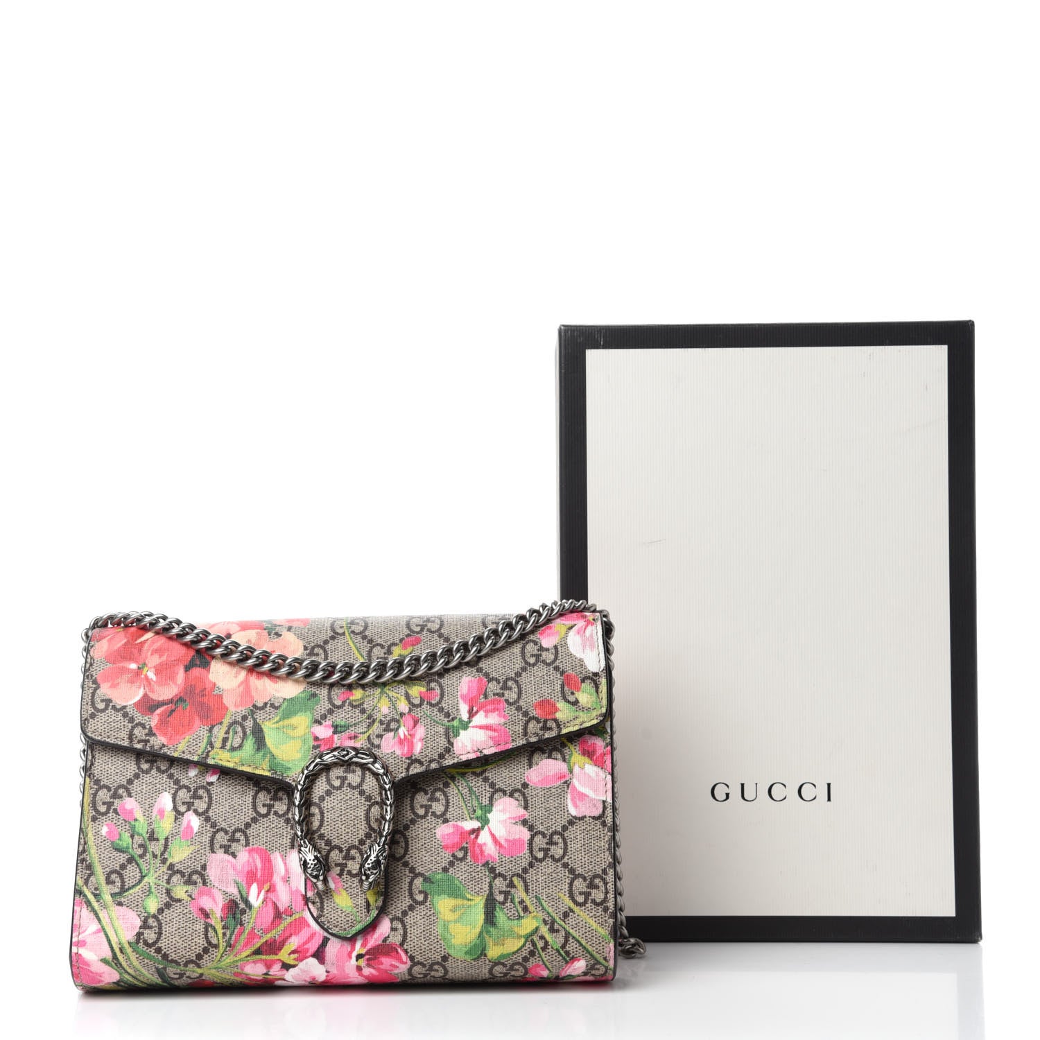 Gucci GG Supreme Monogram Blooms Mini Dionysus Chain Wallet Beige Multicolor Dry Rose 11 of 11