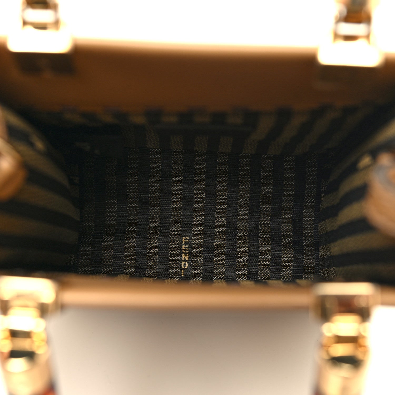 Fendi Vitello King Plexiglass Logo Embossed Mini Fendi Sunshine Shopper Tote Miele Scuro 5 of 10