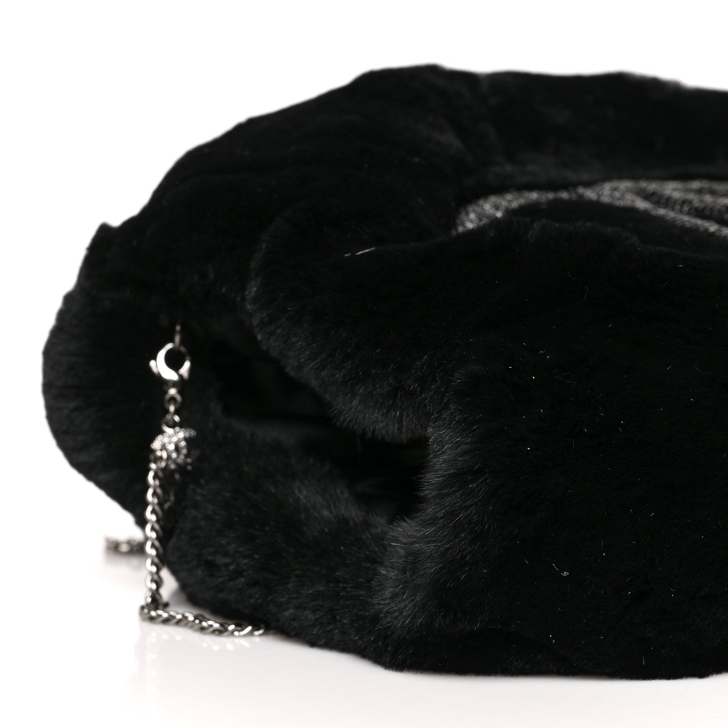 Chanel Mink Fur Beaded CC Muff Bag Black 7 of 9