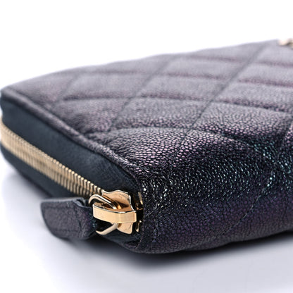 Chanel Iridescent Caviar Quilted Long Zip Around Wallet Black 10 of 14