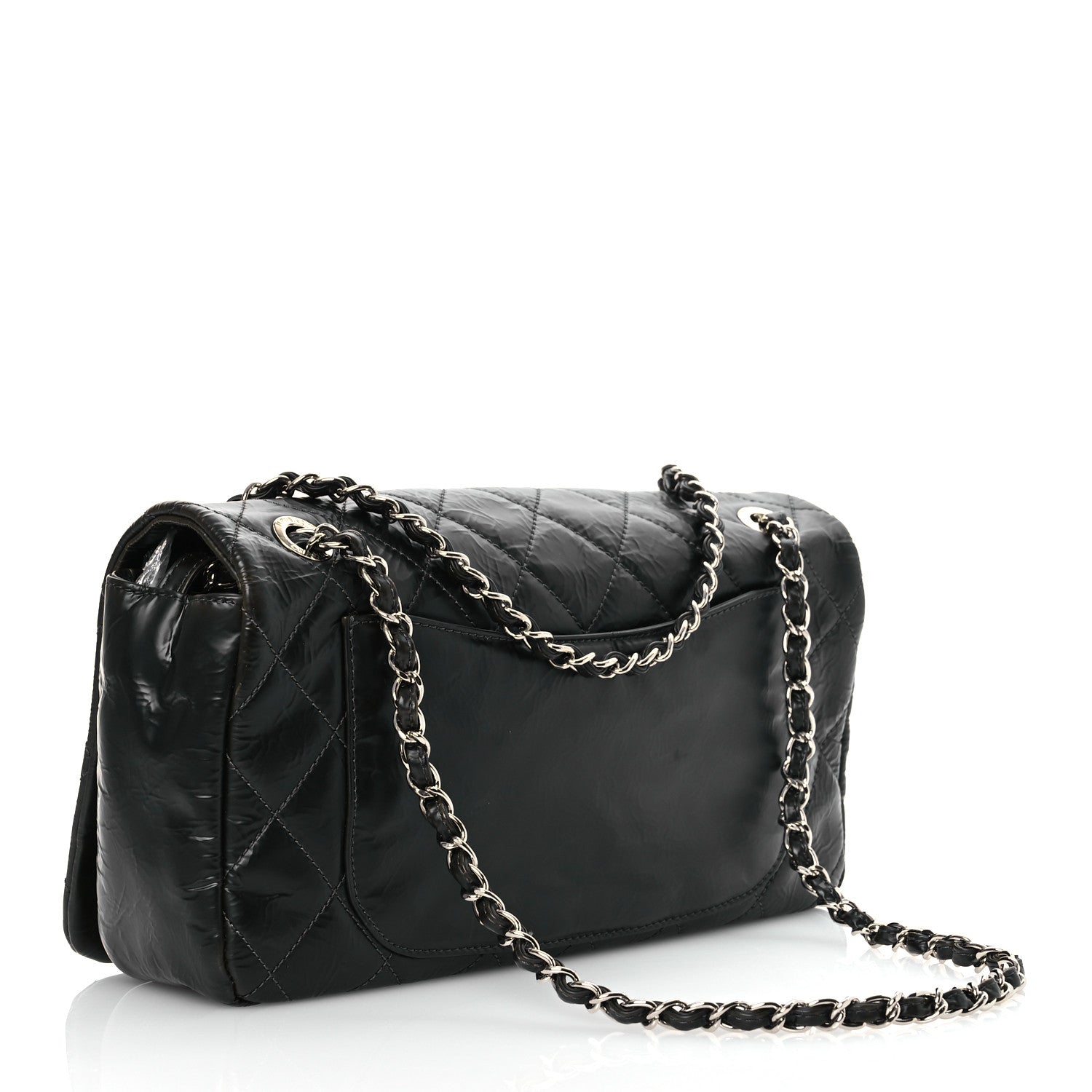 Chanel Glazed Calfskin Quilted CC Single Flap Black 2 of 14