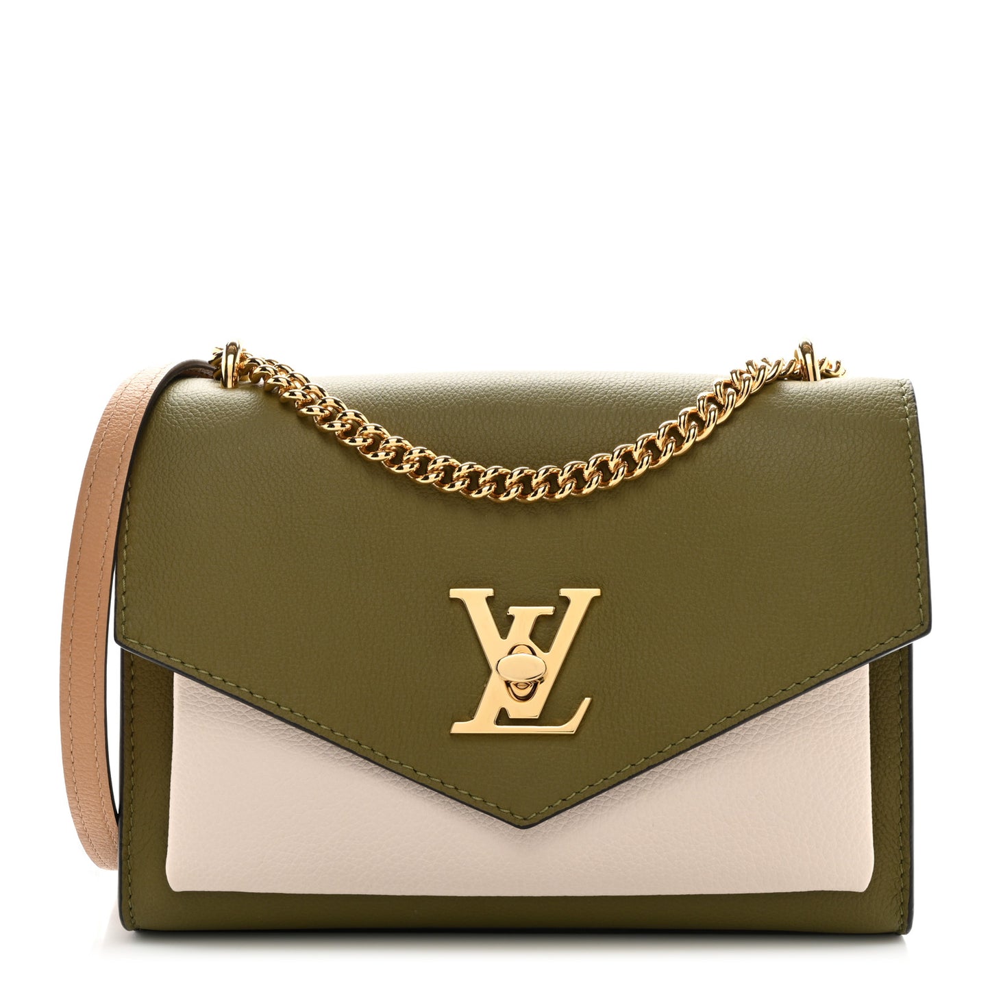Soft Calfskin Mylockme Chain Bag BB Smokey Brown Green