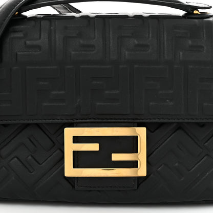 Fendi Nappa Small FF Embossed Mid Chain Baguette Black 8 of 10