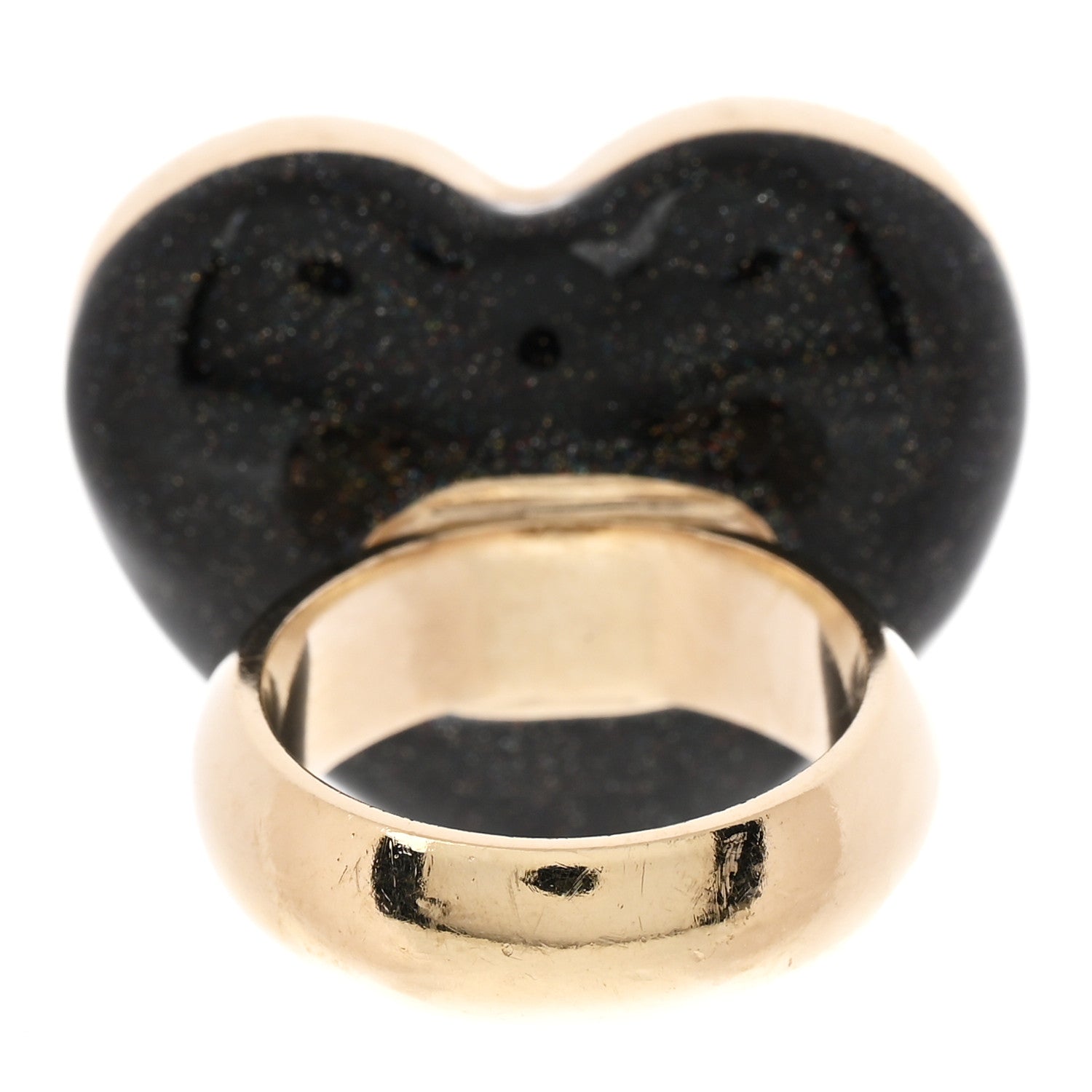 Chanel Crystal CC Resin Heart Ring Gold Black 1785233 – FASHIONPHILE