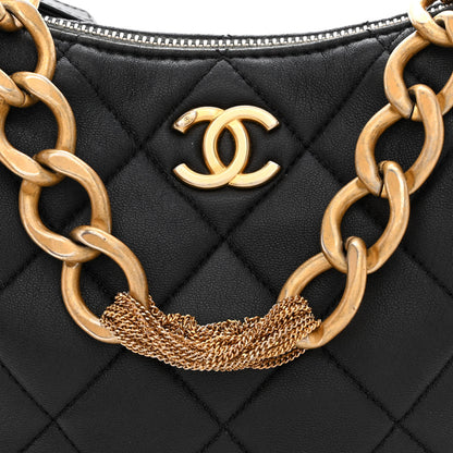 Chanel Lambskin Quilted CC Chain Hobo Black 8 of 10