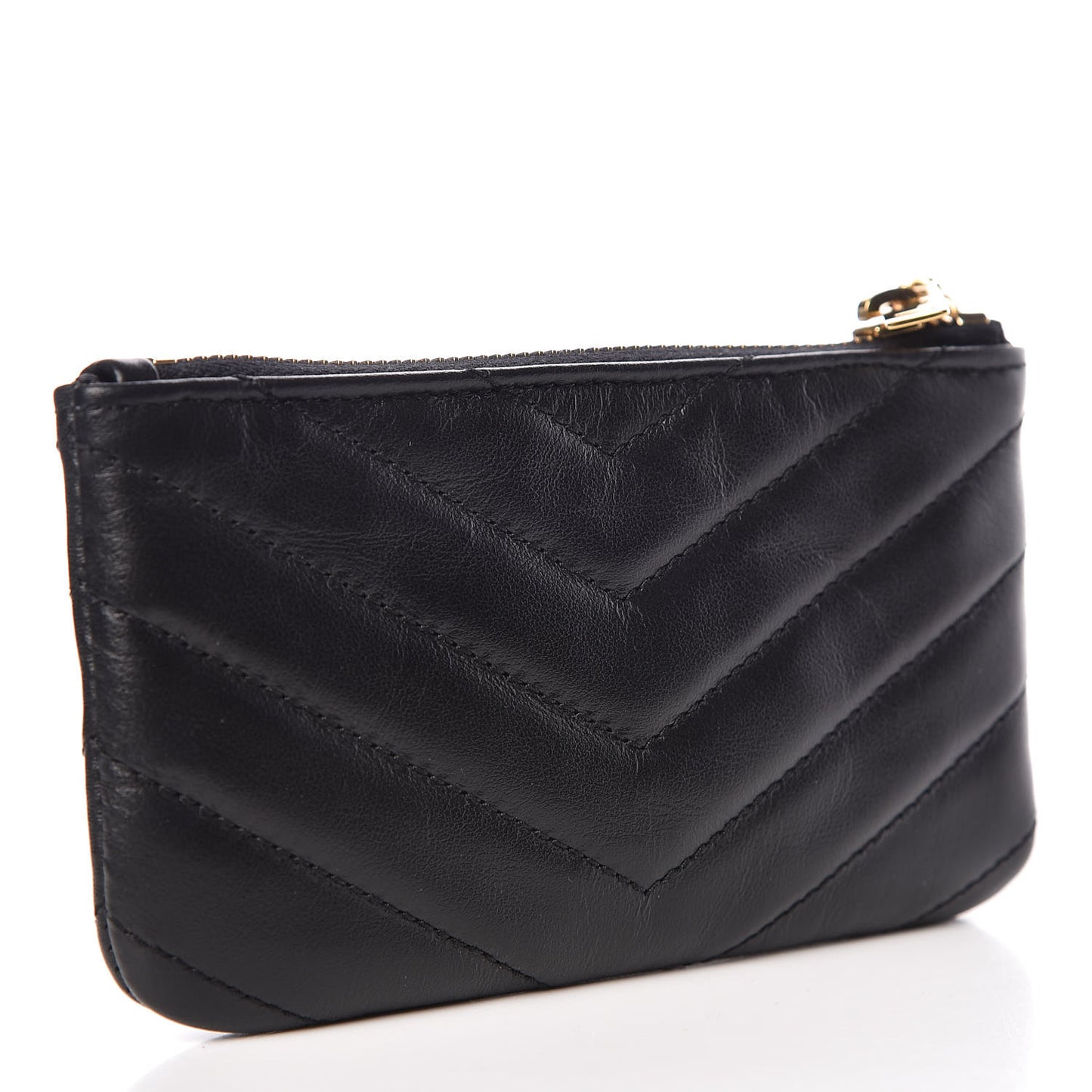 Calfskin Matelasse Monogram Key Pouch Black