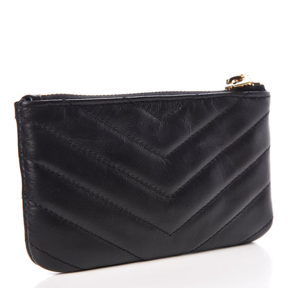 Saint Laurent Calfskin Matelasse Monogram Key Pouch Black 3 of 8