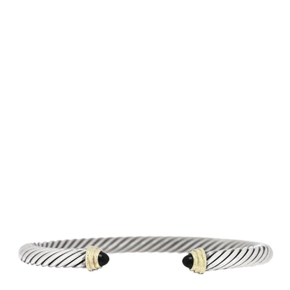 David Yurman Sterling Silver 14K Yellow Gold Black Onyx 5mm Cable Classics Petite Color Bracelet 1 of 3