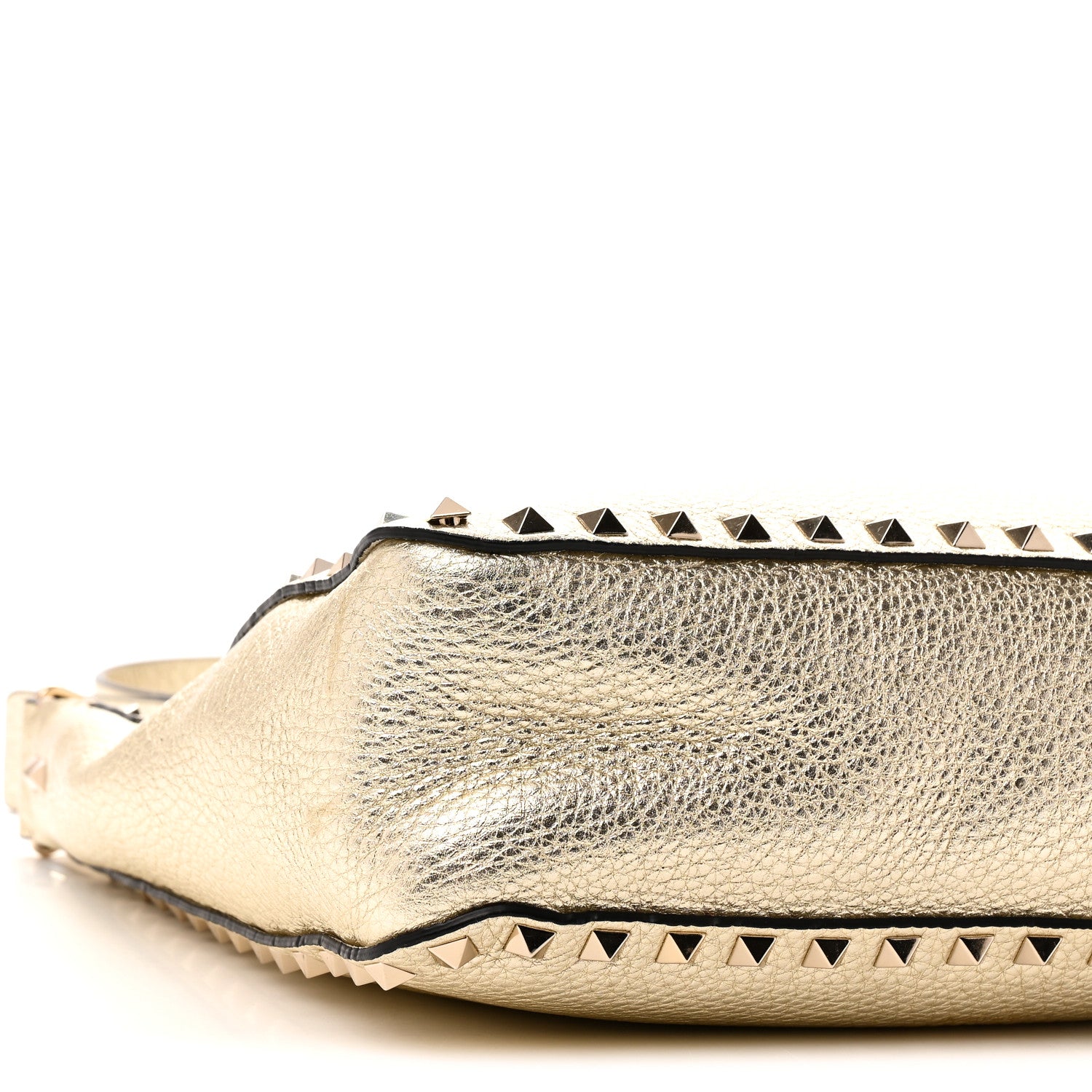 Valentino Garavani Metallic Pebbled Calfskin Small Rockstud Flip-Lock Messenger Bag Platino 8 of 9