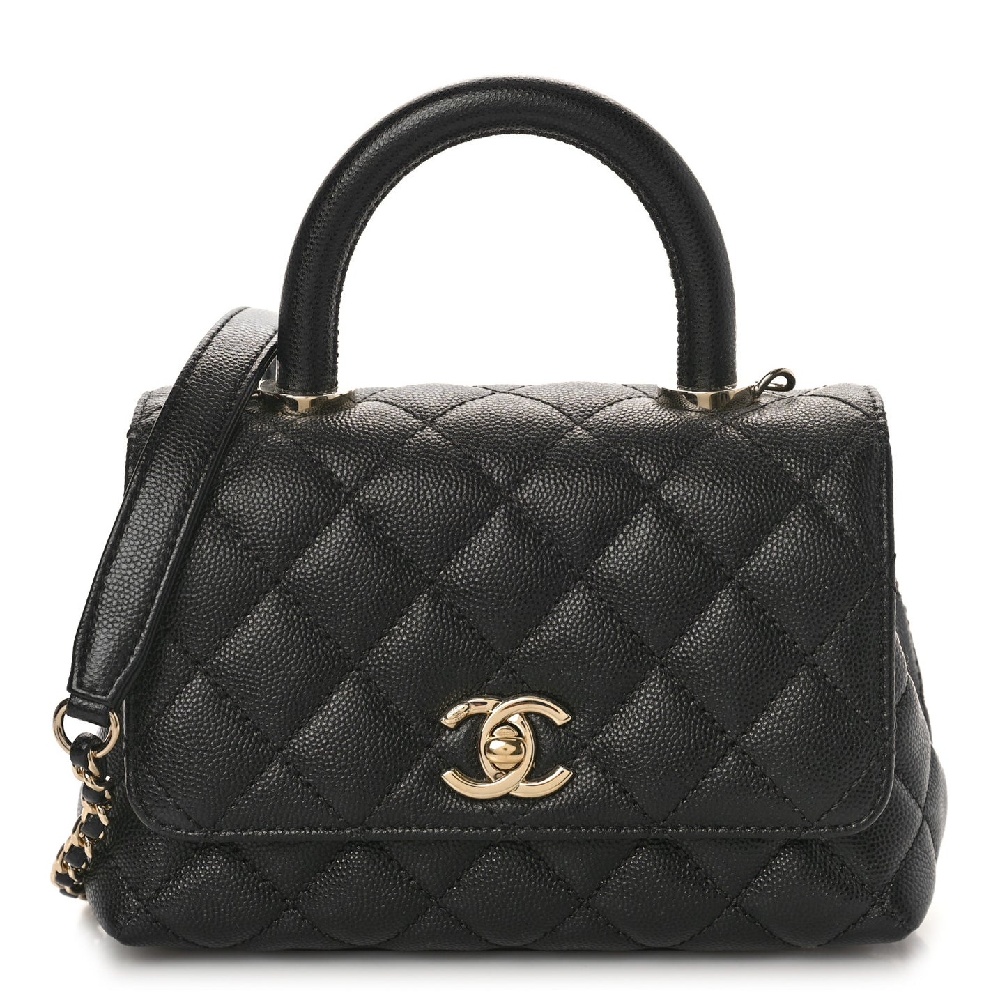 Caviar Quilted Extra Mini Coco Handle Flap Black