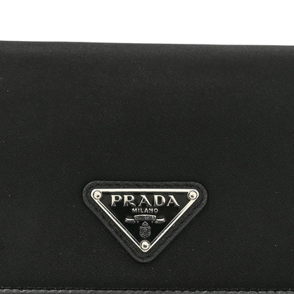 Prada Tessuto Saffiano Triangle Logo Continental Flap Travel Wallet Black 11 of 12