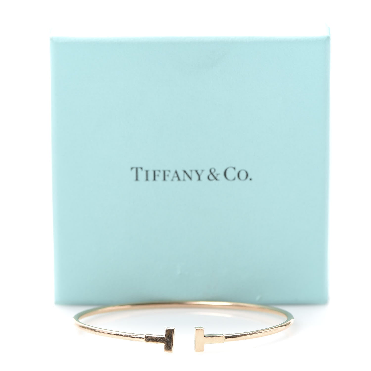 Tiffany 18K Rose Gold Narrow T Wire Bracelet 6 of 6