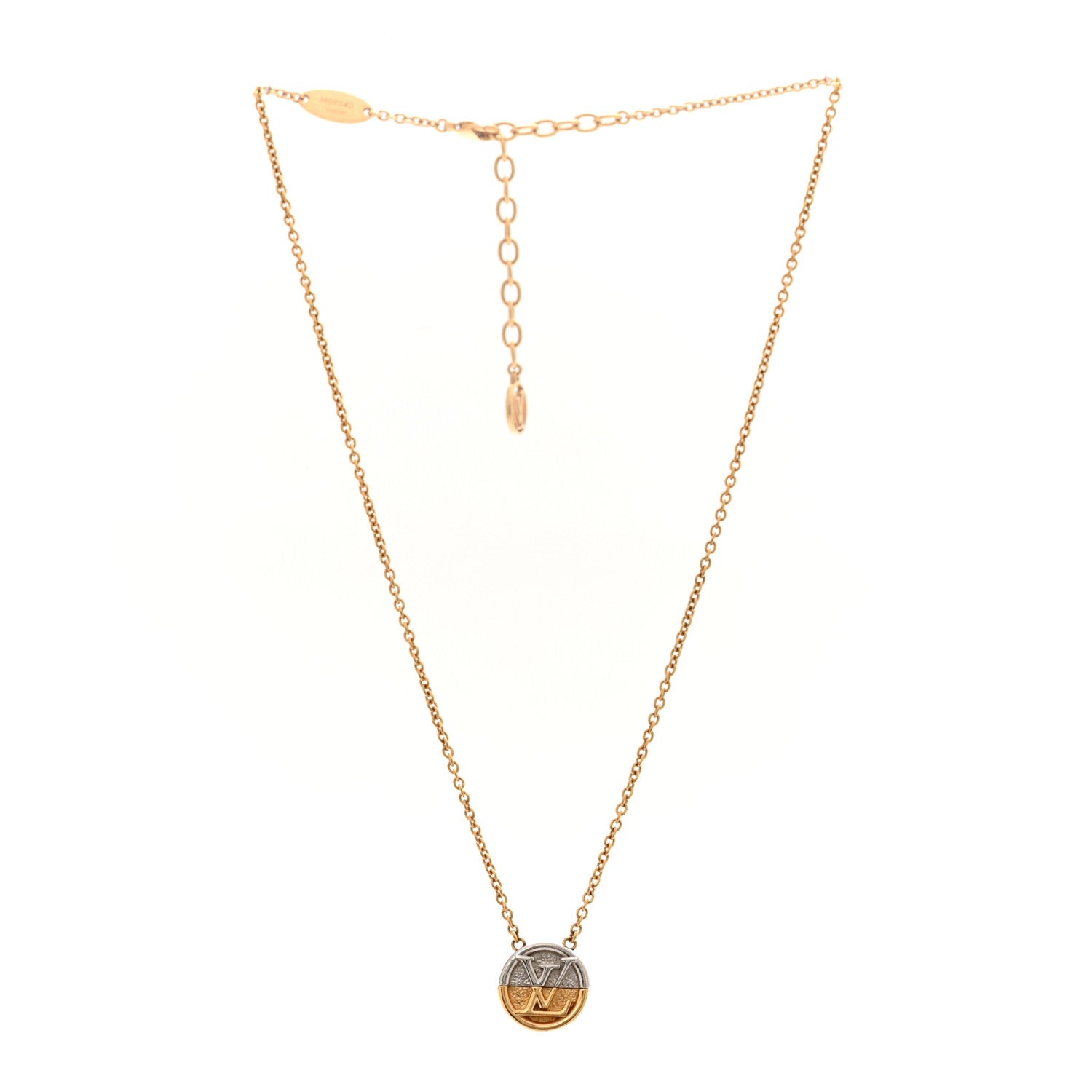 Louis Vuitton Metal L to V Necklace Gold Silver 3 of 8