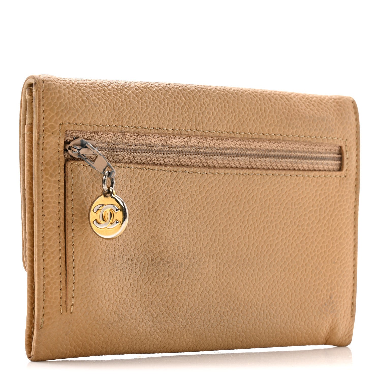 Chanel Caviar Timeless CC Compact Flap Wallet Beige 3 of 12