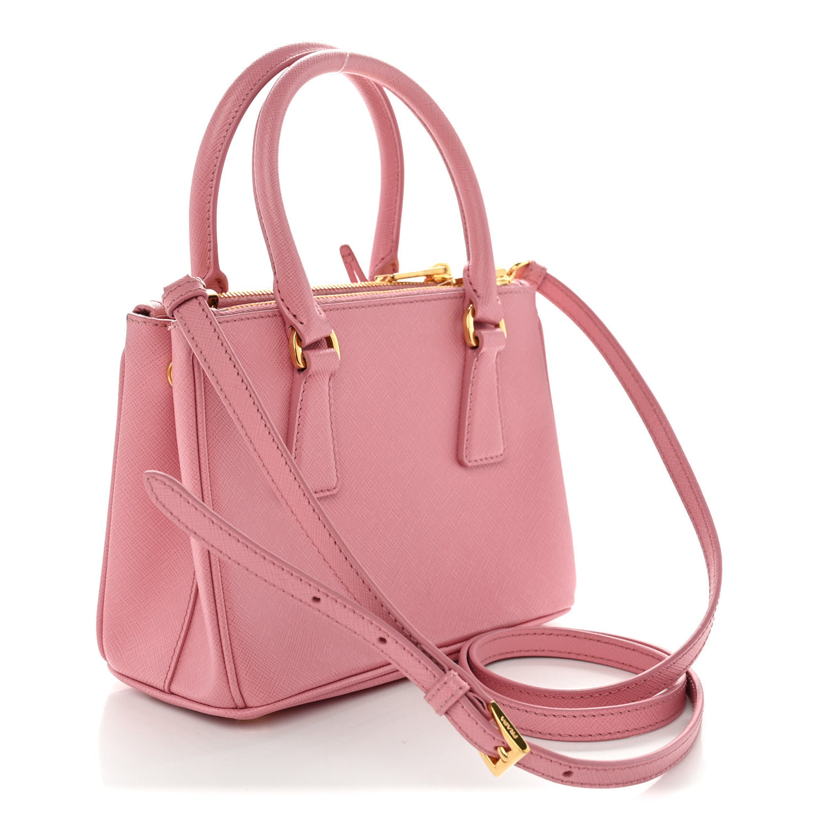 Prada Saffiano Lux Micro Galleria Double Zip Tote Begonia 3 of 9