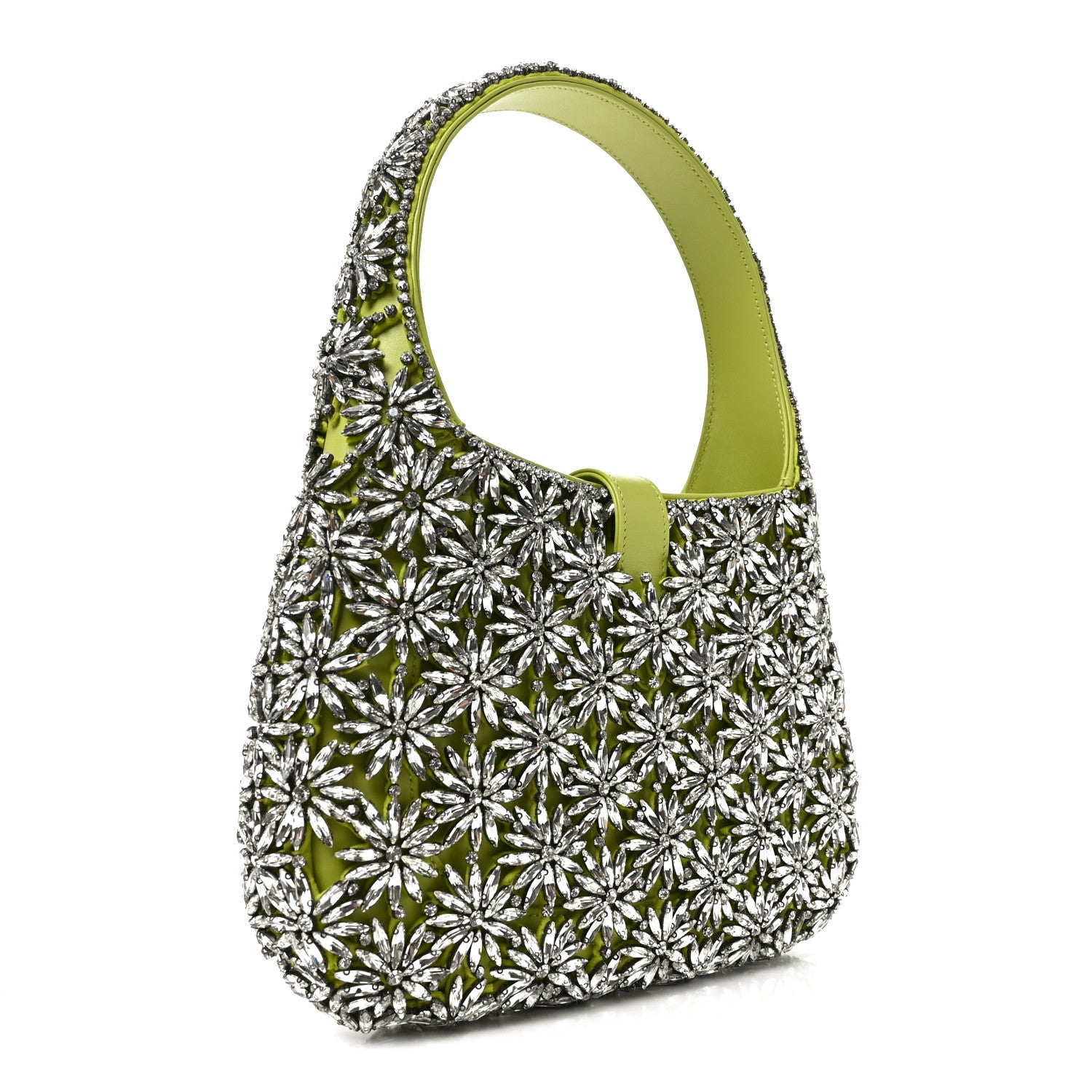 Gucci Calfskin Crystal Small Jackie 1961 Hobo Bag Green 3 of 10