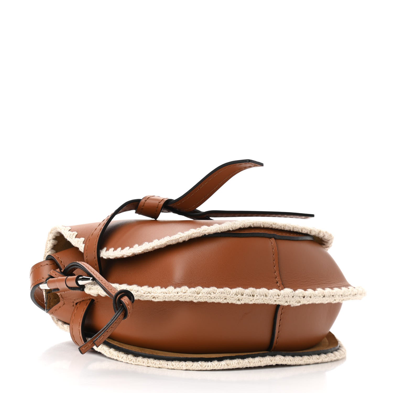 Loewe Calfskin Crochet Trim Small Gate Crossbody Bag Tan 4 of 9