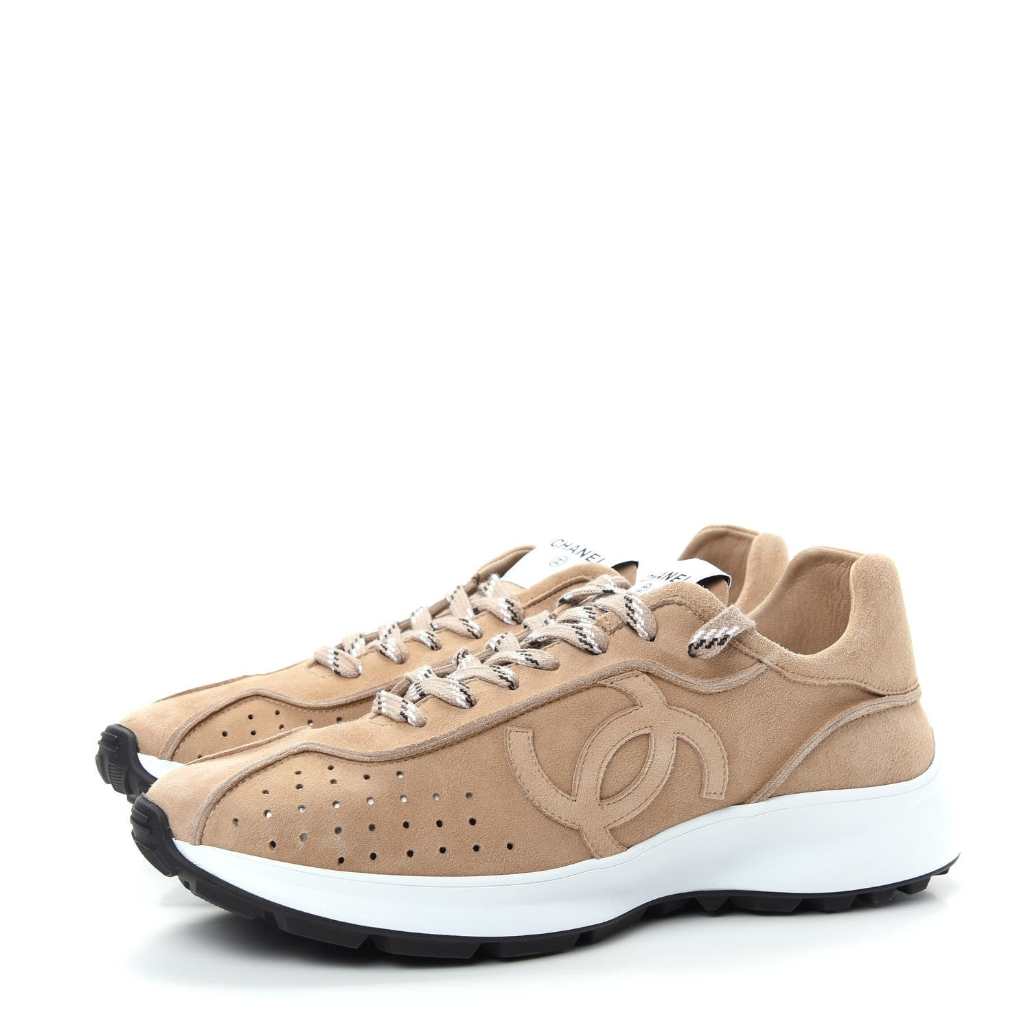 Chanel Suede Goatskin CC Sneakers 41 Dark Beige 3 of 9