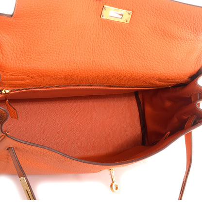 Hermes Taurillon Clemence Kelly Retourne 32 Orange 5 of 10
