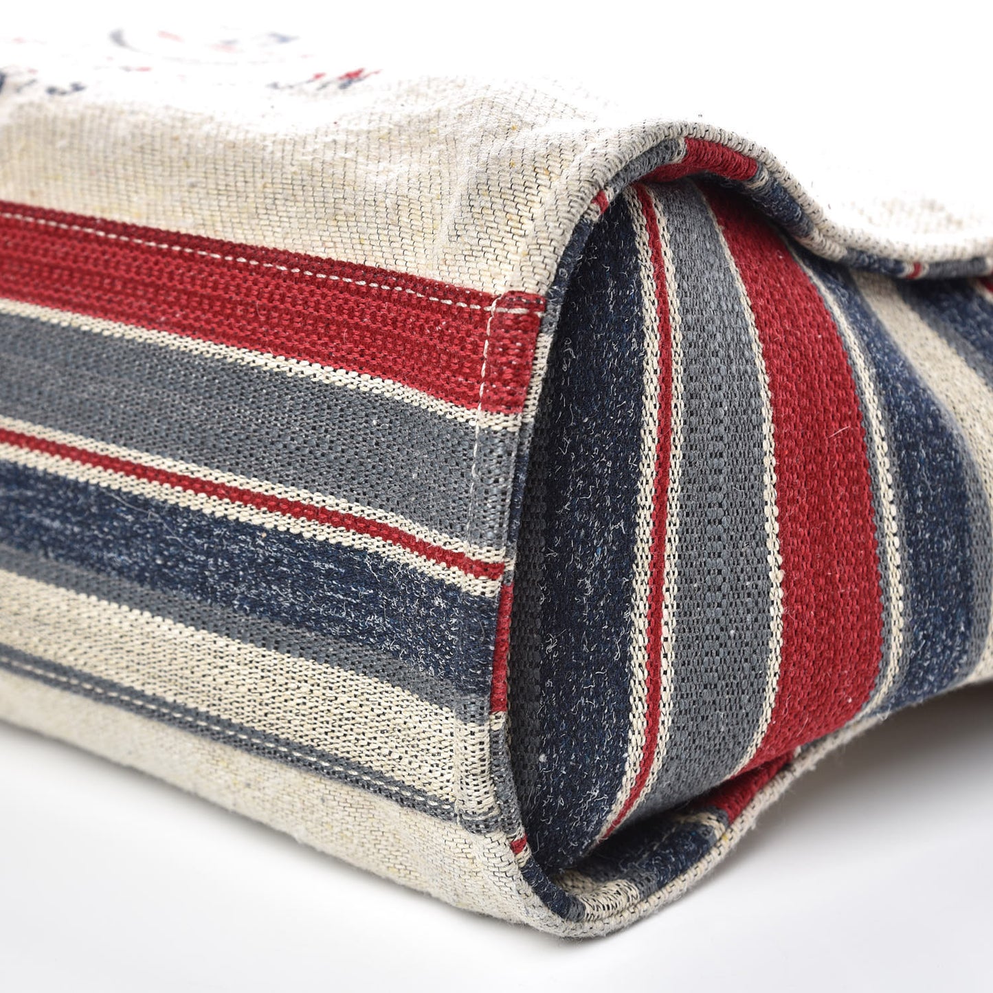 Striped Canvas Large Deauville Tote Beige