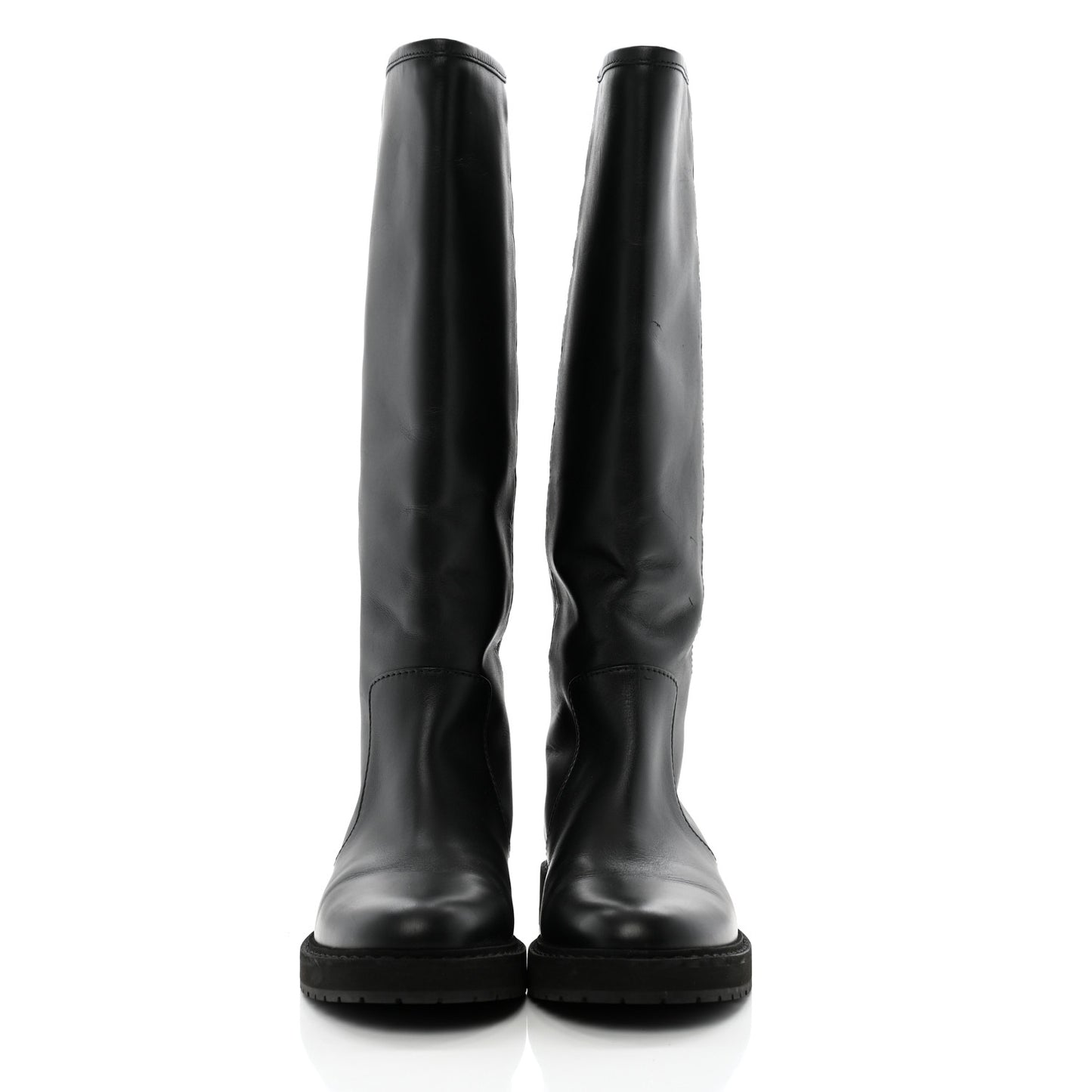Vitello Nappa FF Embossed Tall Boots 38 Black