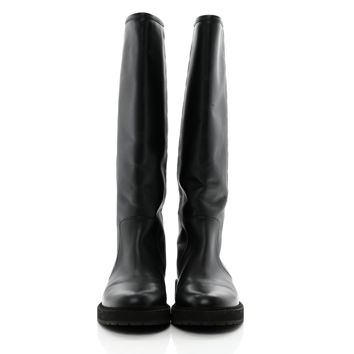 Fendi Vitello Nappa FF Embossed Tall Boots 38 Black 2 of 9