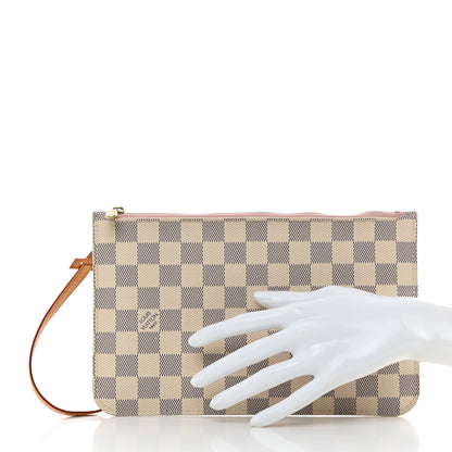 Louis Vuitton Damier Azur Neverfull MM GM Pochette Rose Ballerine 2 of 8
