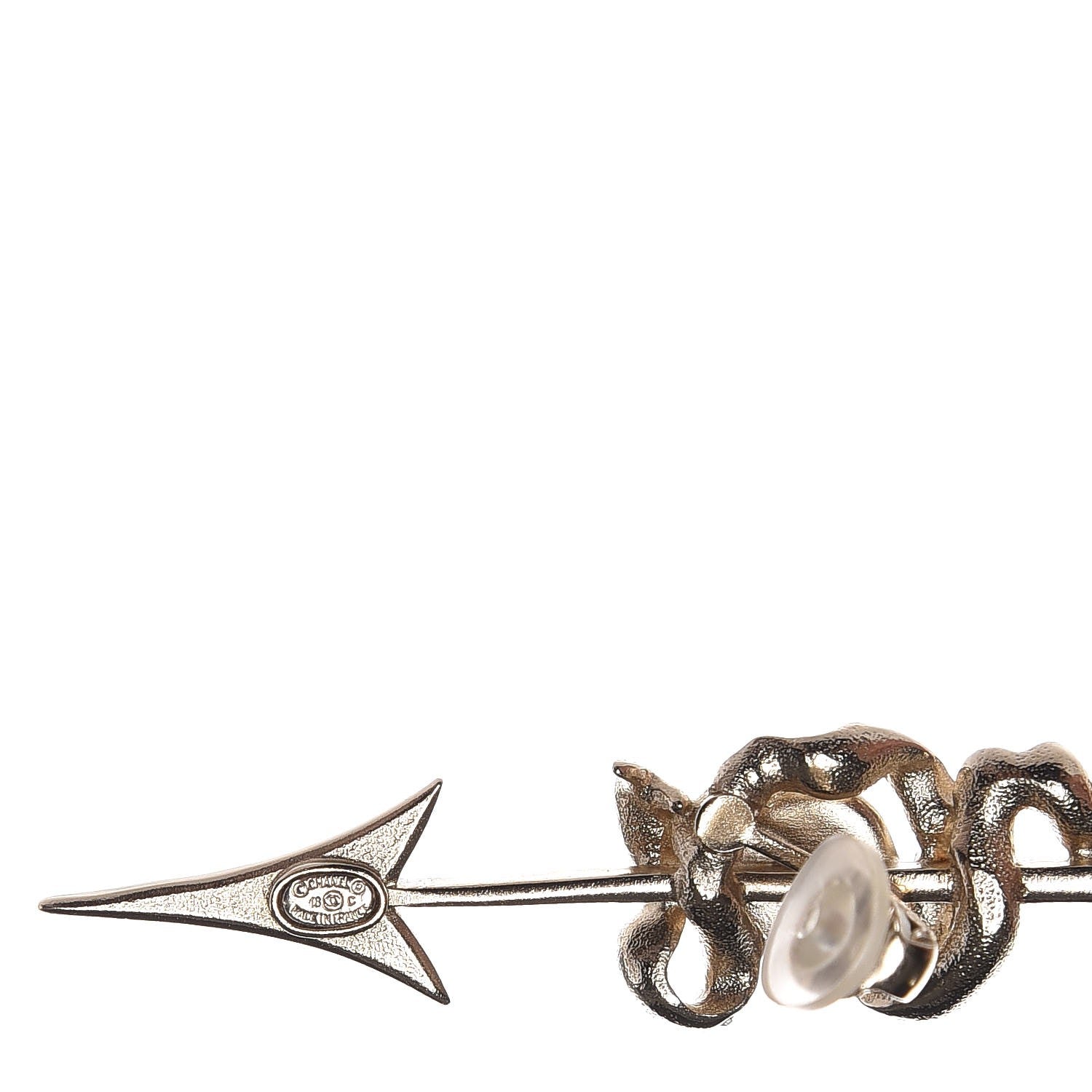 Chanel Crystal Pearl CC Arrow Clip On Earrings Gold 4 of 5