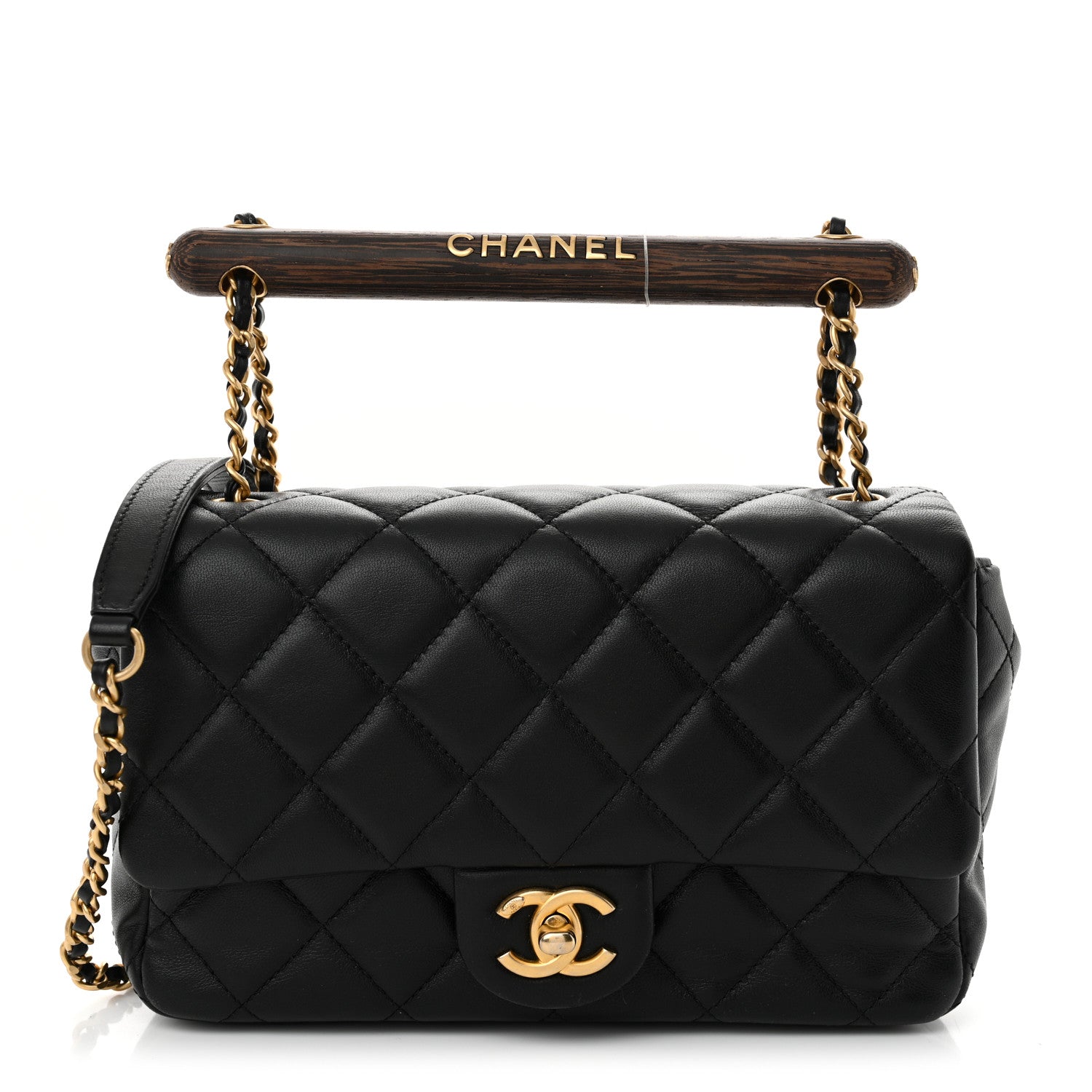 Chanel Lambskin Quilted Small Wenge Wood Flap Black Black 1 of 11