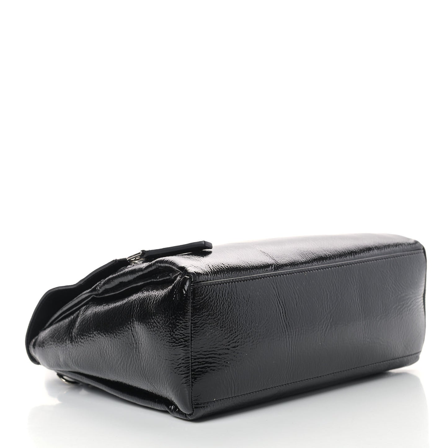 Crinkled Patent Small Pandora Pure Flap Bag Black