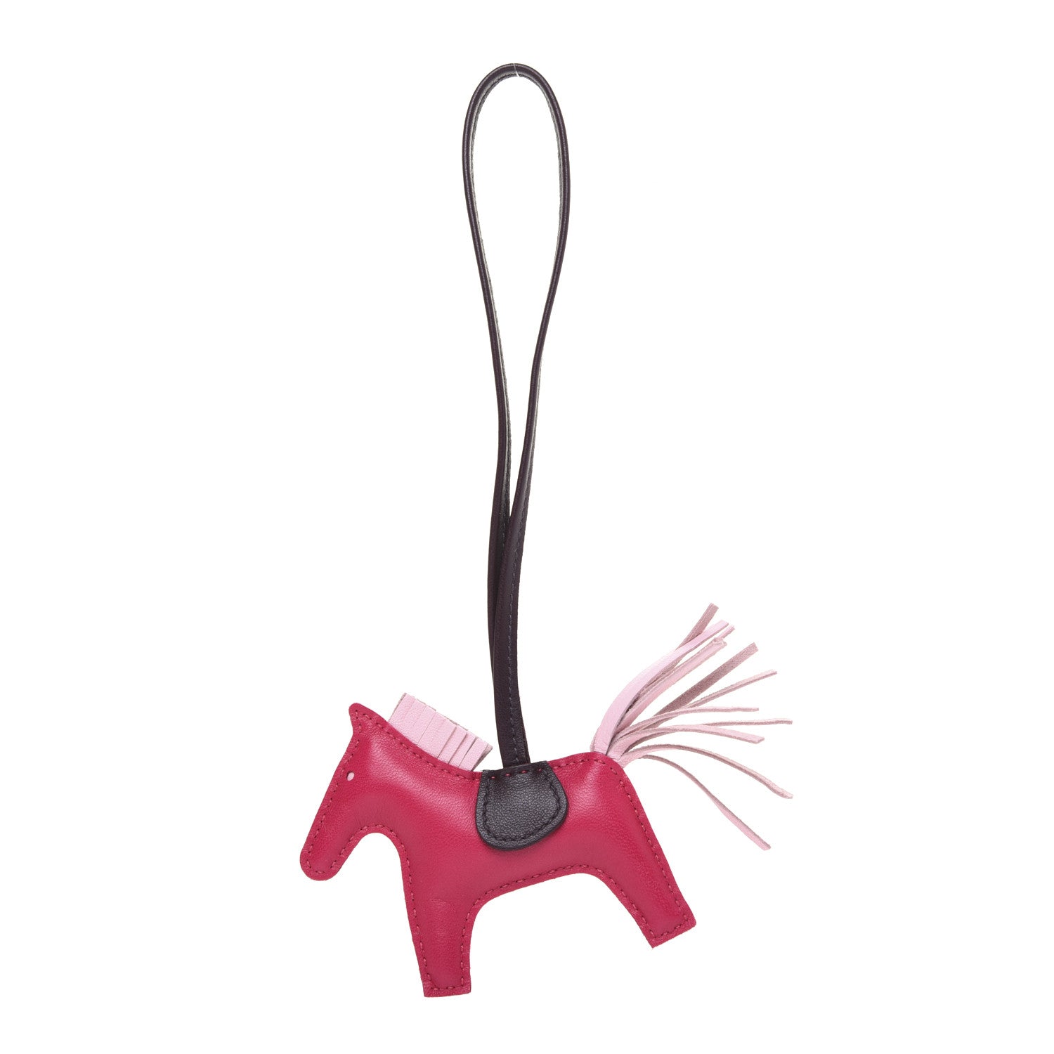 Hermes Milo Lambskin Grigri Rodeo Horse Bag Charm PM Rose Sakura Framboise Rouge Sellier 1 of 8