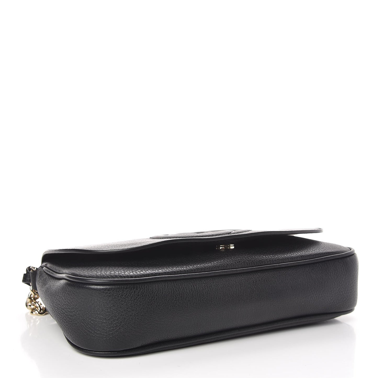 Pebbled Calfskin Medium Soho Flap Crossbody Black