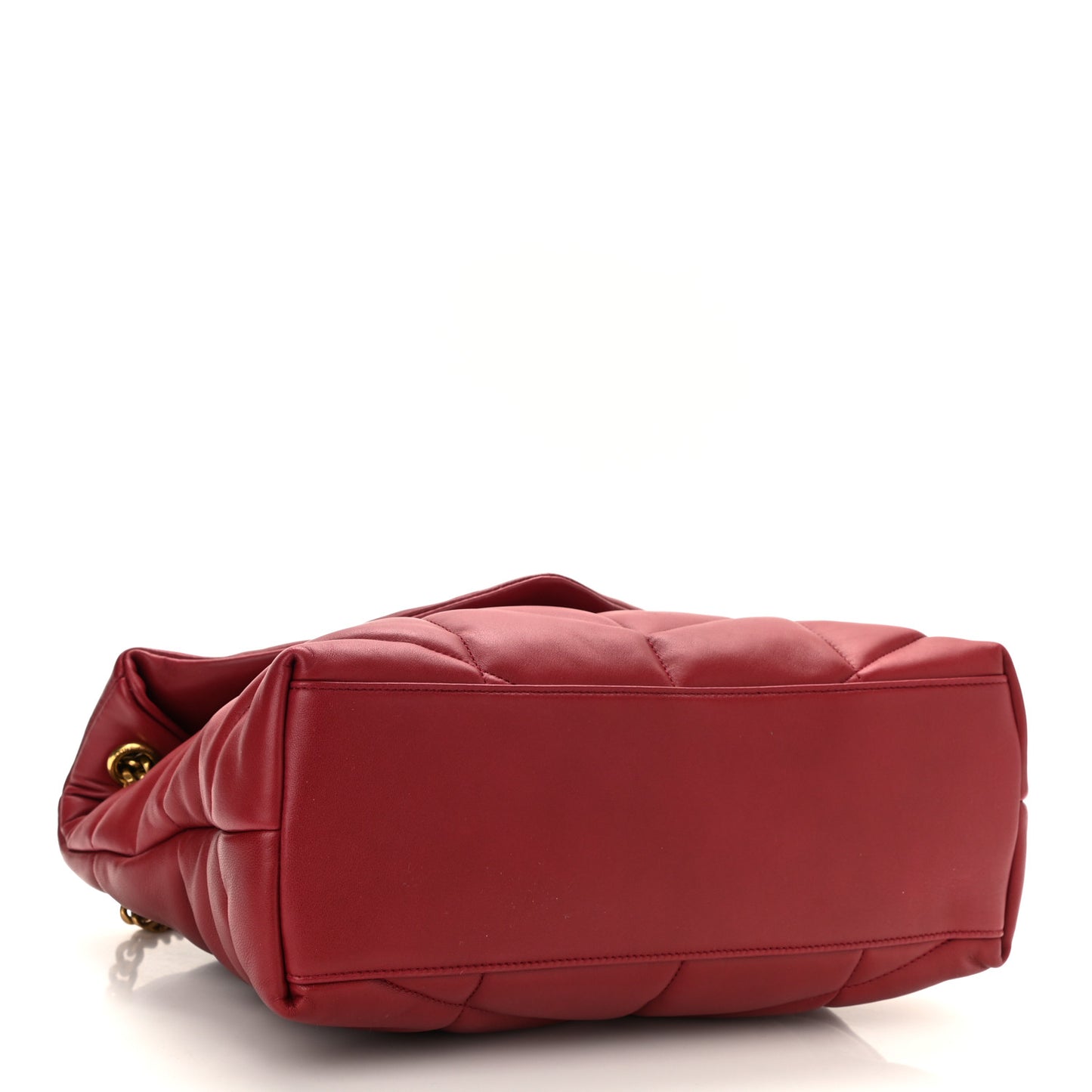 Lambskin Quilted Medium Loulou Puffer Monogram Chain Satchel Opyum Red