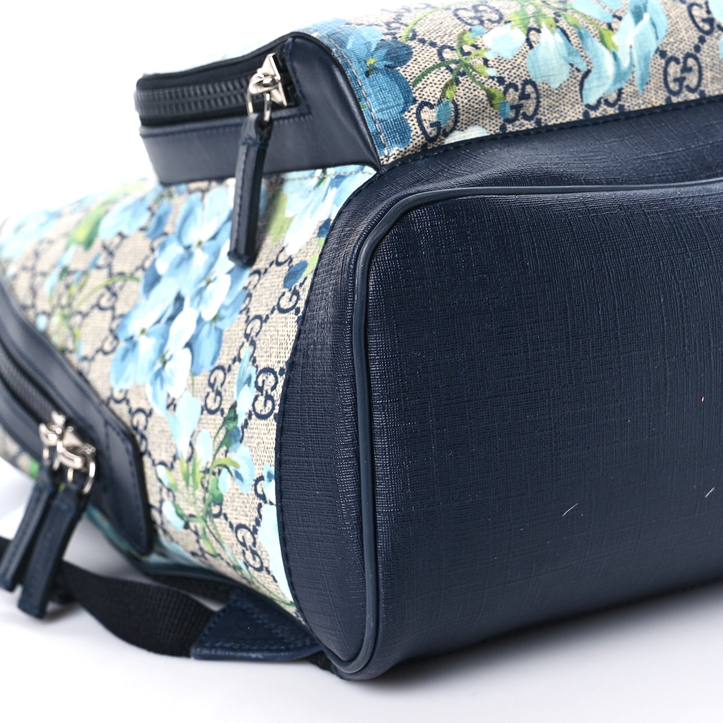GG Supreme Monogram Blooms Medium Day Backpack Beige Blue Navy