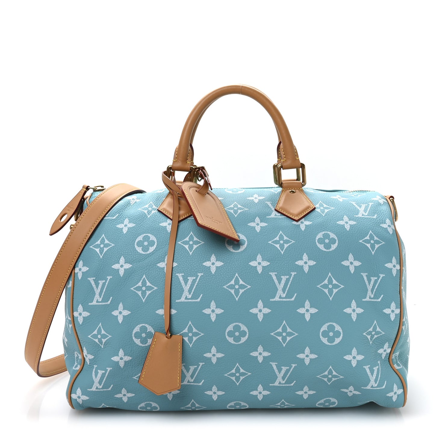 Calfskin Monogram Speedy P9 Bandouliere 40 Turquoise