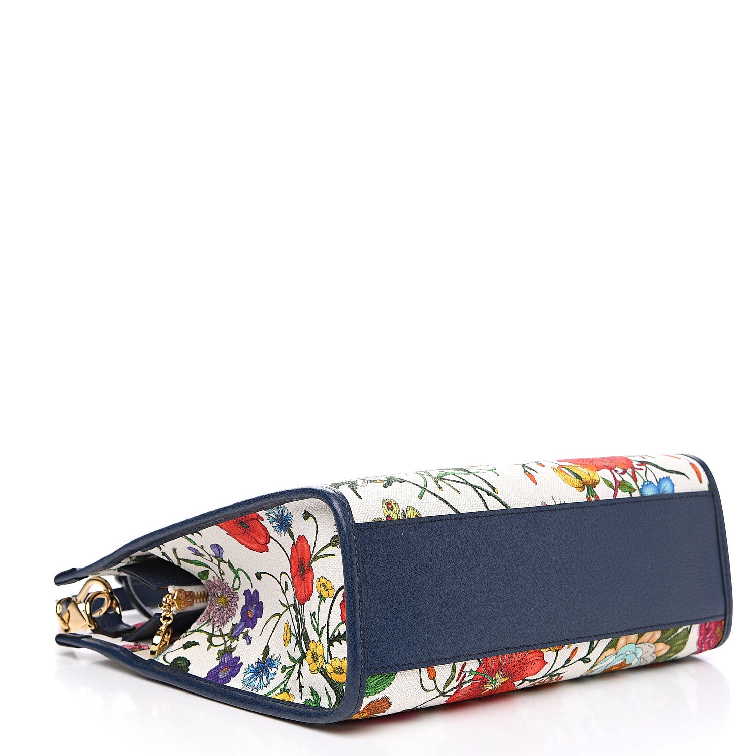 Gucci Canvas Medium Flora Tote White Multicolor Blue Agata 3 of 8